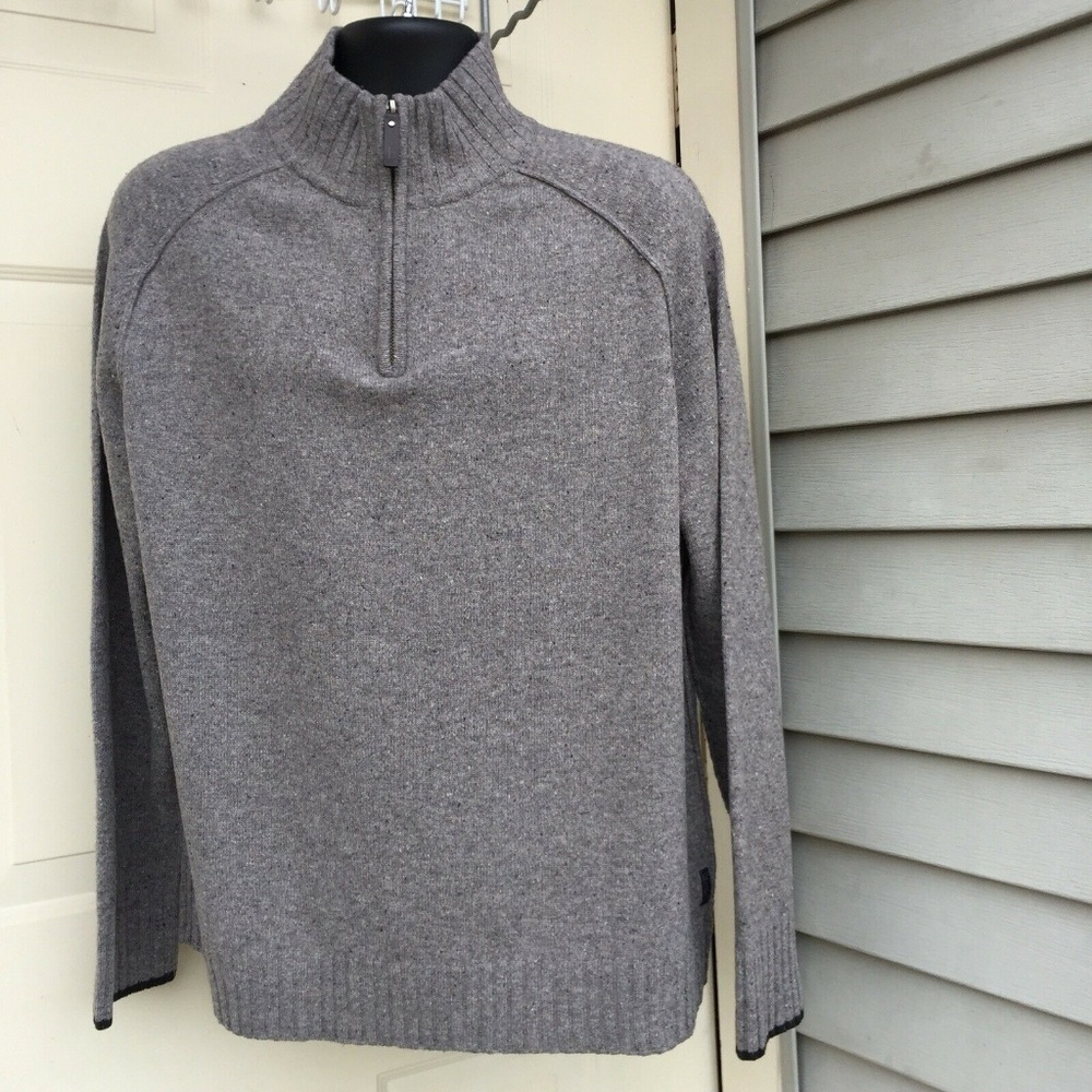 Fisherman 100% gray lambswool men's sweater size L